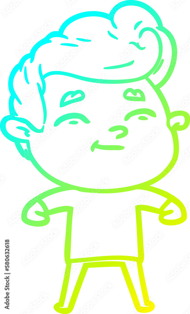 cold gradient line drawing happy cartoon man cold gradient line drawing happy cartoon man