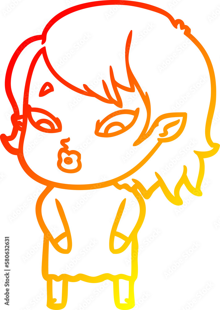 warm gradient line drawing cute cartoon vampire girl warm gradient line drawing cute cartoon vampire girl
