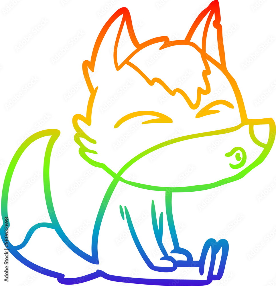 rainbow gradient line drawing cartoon wolf whistling rainbow gradient line drawing cartoon wolf whistling