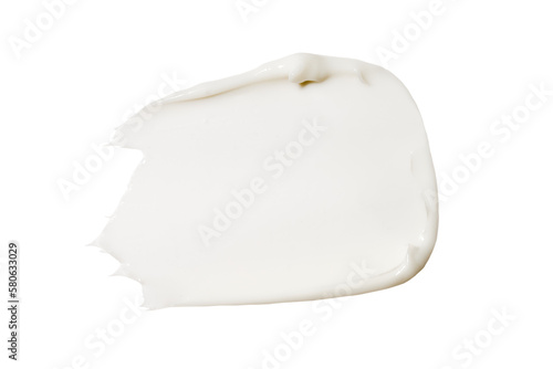 White cream smear isolated on white background. Beauty skin care product swipe. Swatch.