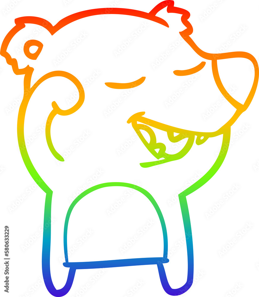 Obraz premium rainbow gradient line drawing cartoon bear