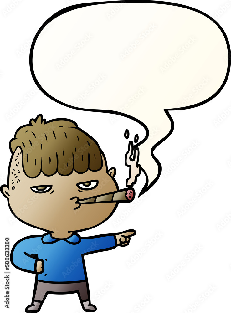 cartoon man smoking and speech bubble in smooth gradient style cartoon man smoking and speech bubble in smooth gradient style