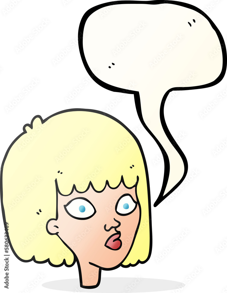 speech bubble cartoon female face speech bubble cartoon female face