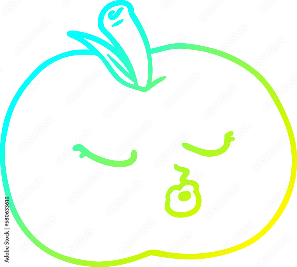 Obraz premium cold gradient line drawing cartoon apple