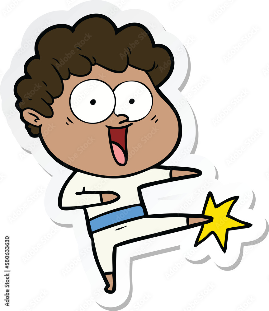 sticker of a cartoon happy man sticker of a cartoon happy man