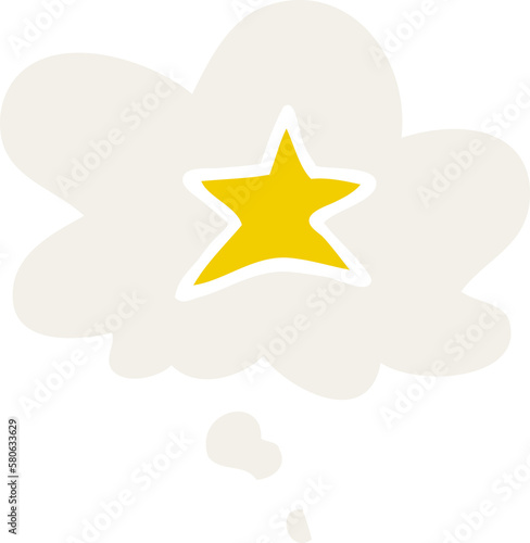 cartoon star symbol and thought bubble in retro style