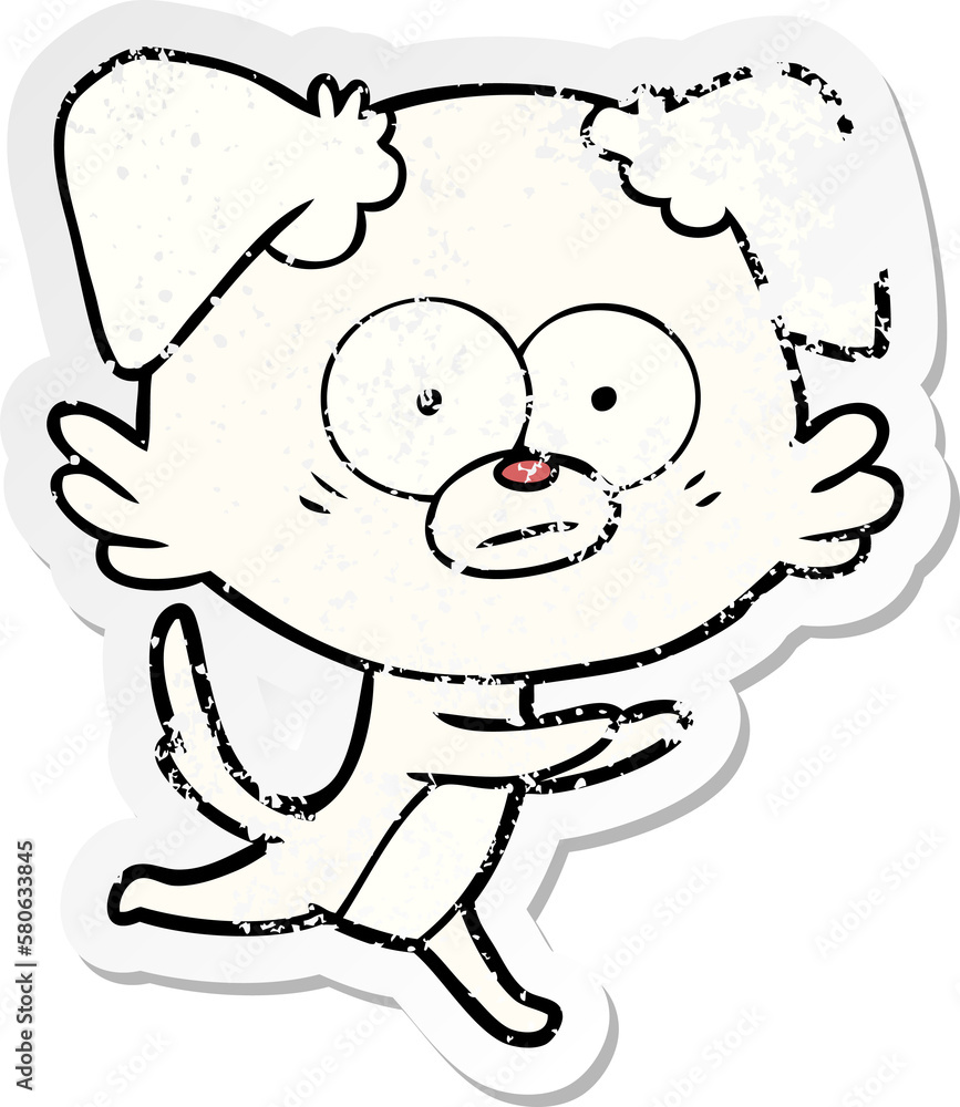 distressed sticker of a nervous dog cartoon distressed sticker of a nervous dog cartoon