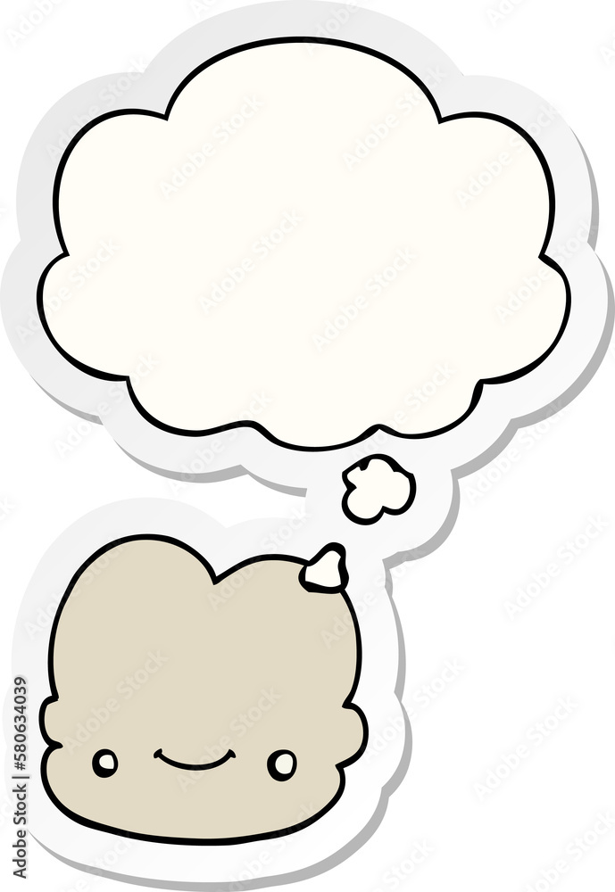 cartoon cloud and thought bubble as a printed sticker