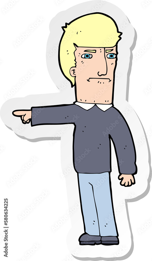 sticker of a cartoon man pointing sticker of a cartoon man pointing