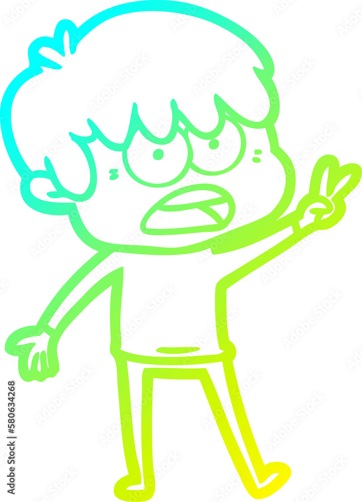 cold gradient line drawing worried cartoon boy cold gradient line drawing worried cartoon boy