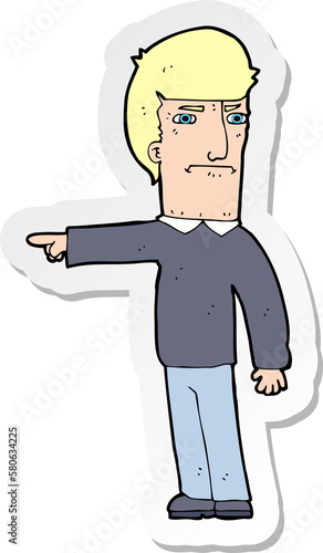 sticker of a cartoon man pointing