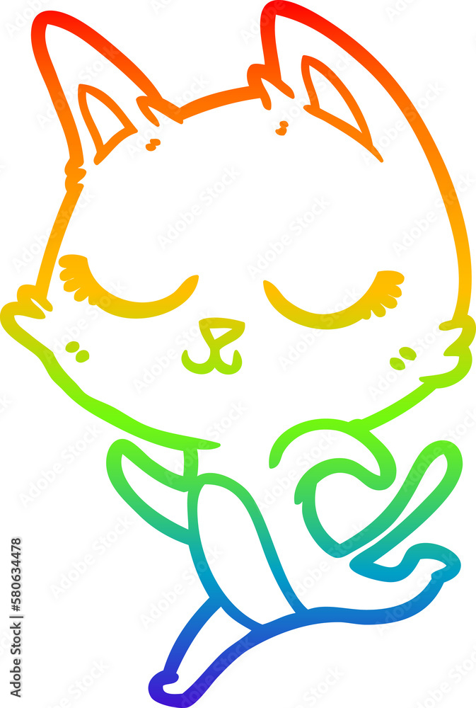 rainbow gradient line drawing calm cartoon cat rainbow gradient line drawing calm cartoon cat
