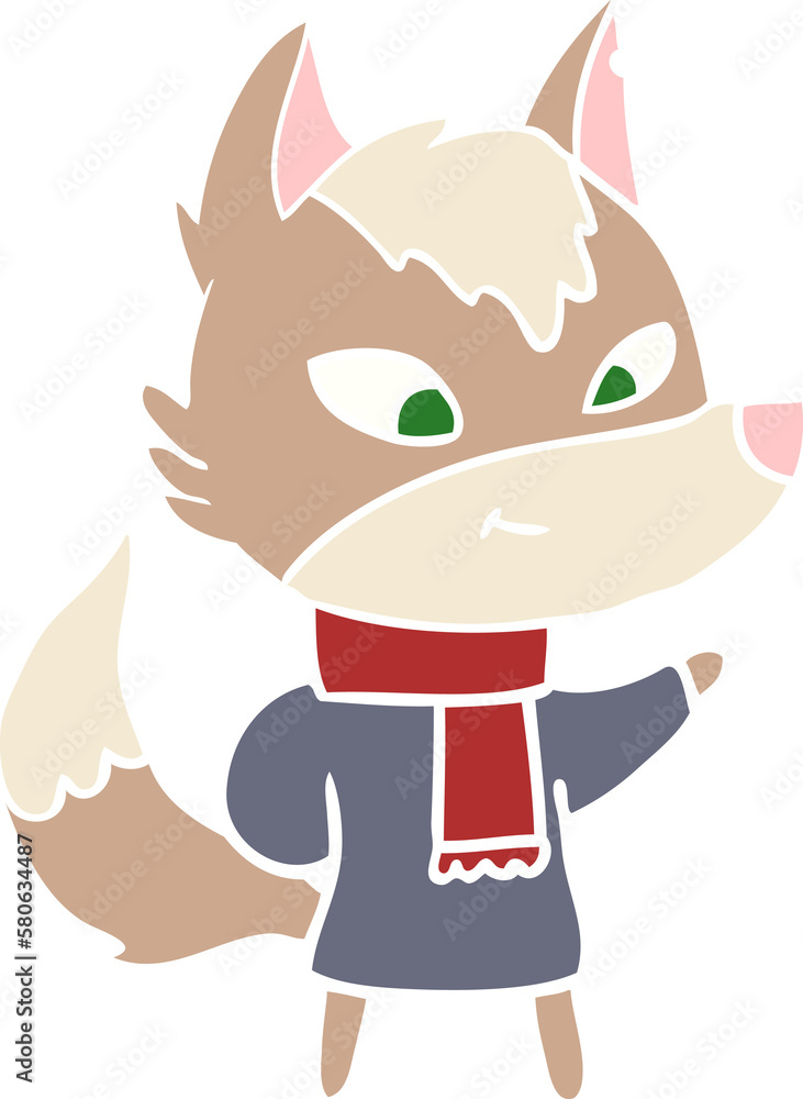friendly flat color style cartoon wolf friendly flat color style cartoon wolf