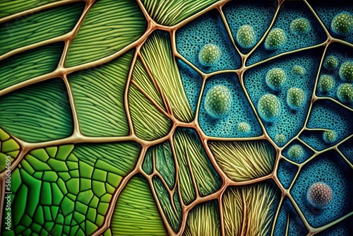Grass cells under the microscope. Generative AI