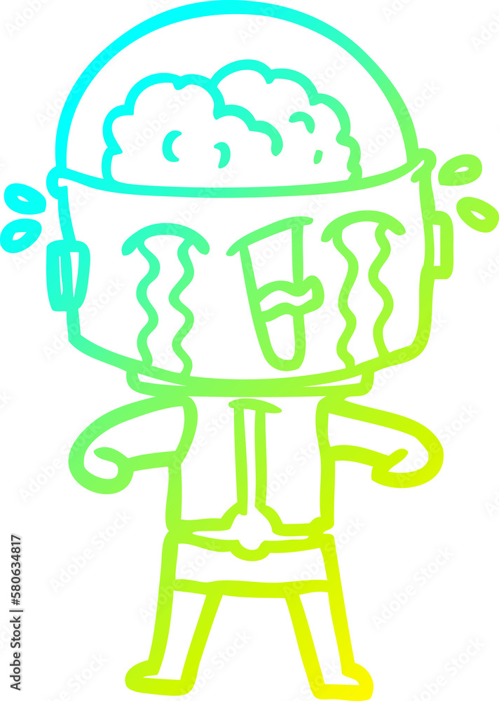 cold gradient line drawing cartoon crying robot cold gradient line drawing cartoon crying robot