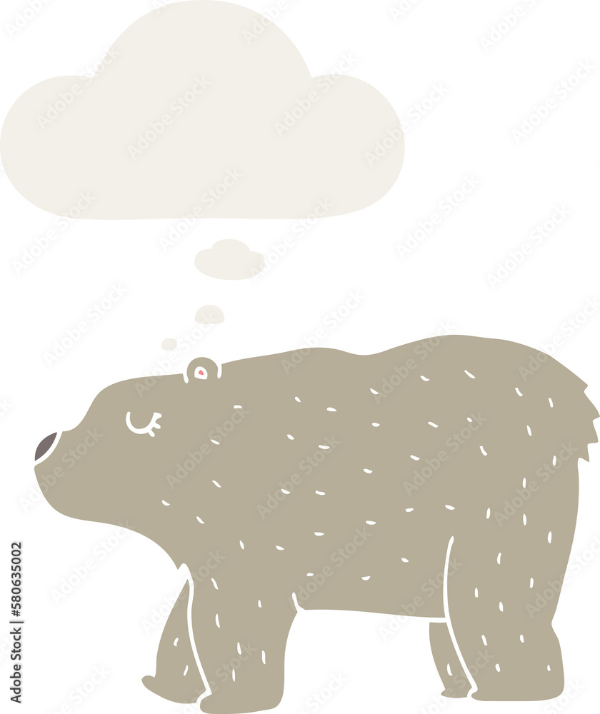 cartoon bear and thought bubble in retro style cartoon bear and thought bubble in retro style