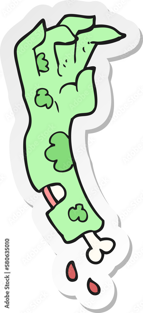 sticker of a cartoon zombie arm sticker of a cartoon zombie arm