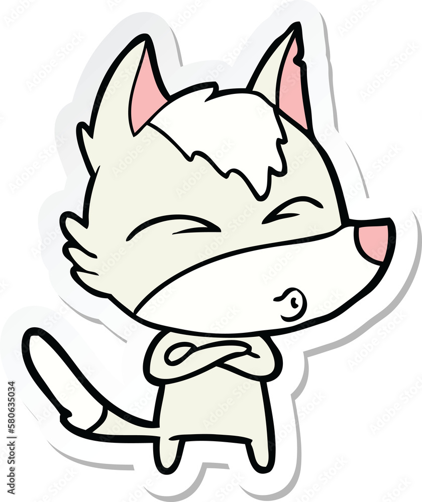 sticker of a cartoon wolf whistling sticker of a cartoon wolf whistling