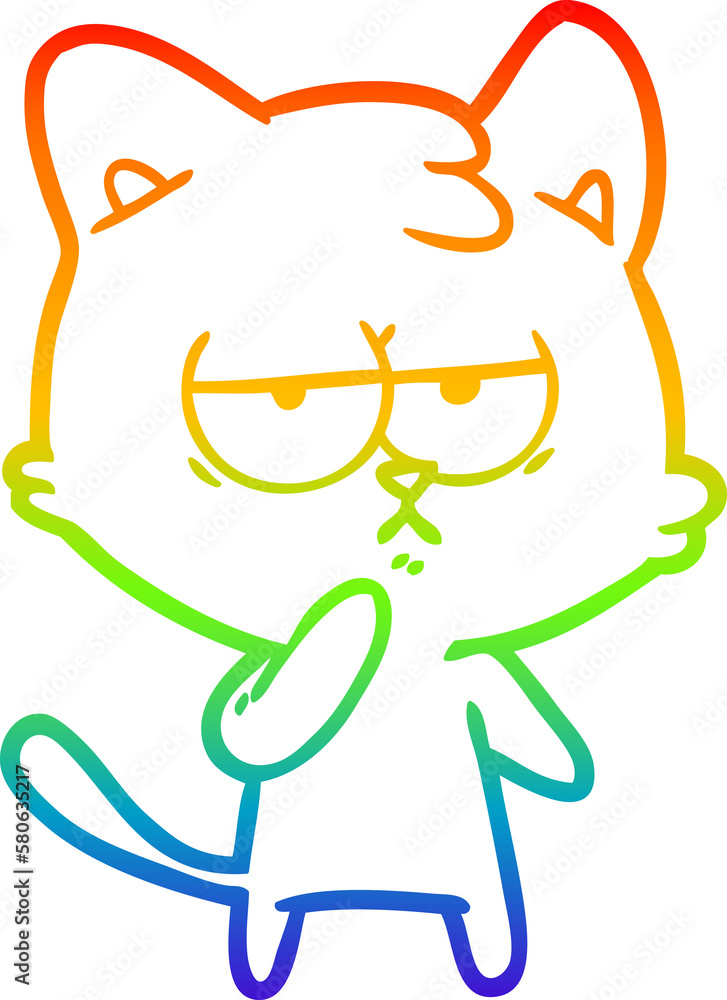 rainbow gradient line drawing bored cartoon cat rainbow gradient line drawing bored cartoon cat