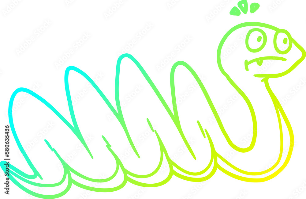 Fototapeta premium cold gradient line drawing cartoon snake