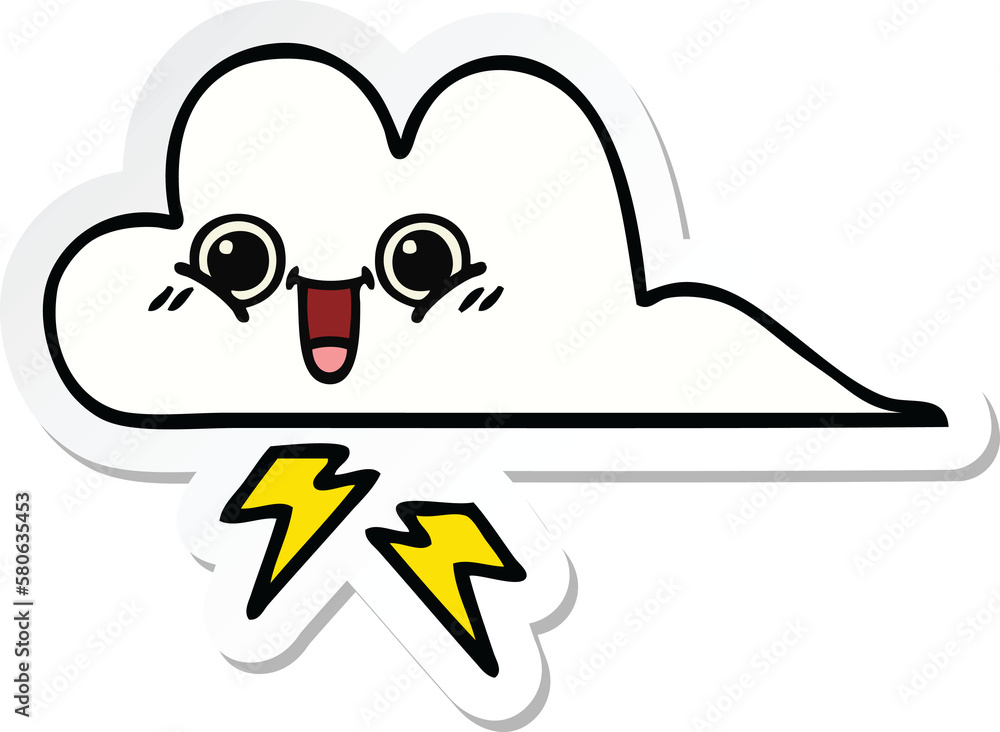 sticker of a cute cartoon storm cloud sticker of a cute cartoon storm cloud