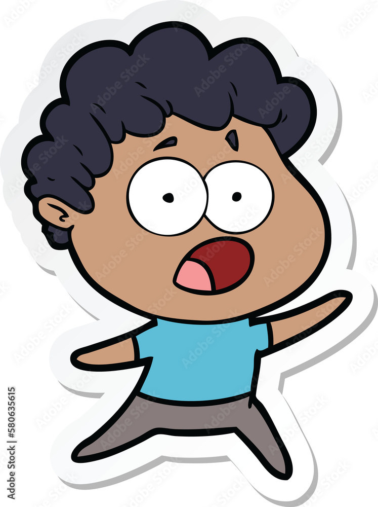 sticker of a cartoon man gasping in surprise sticker of a cartoon man gasping in surprise