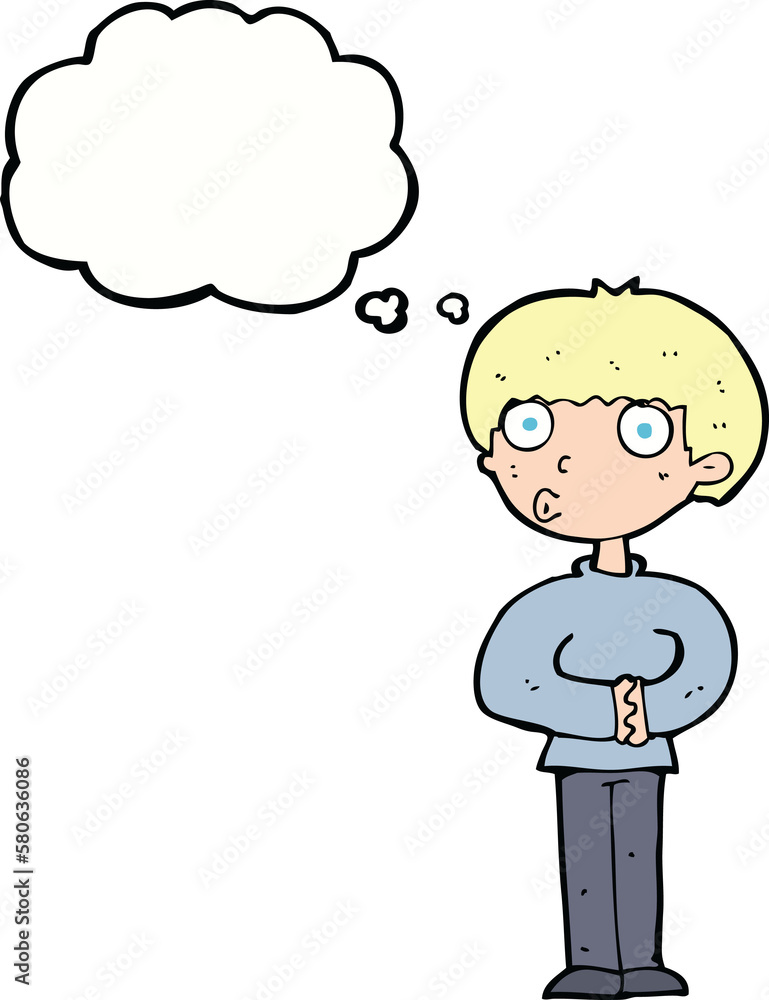 cartoon curious man with thought bubble cartoon curious man with thought bubble