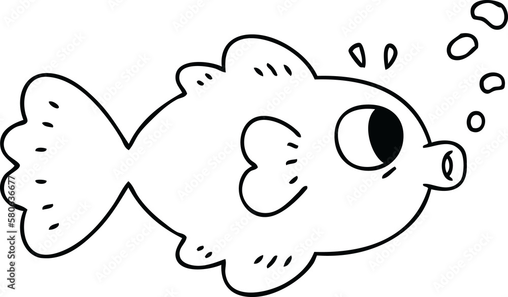 quirky line drawing cartoon fish quirky line drawing cartoon fish