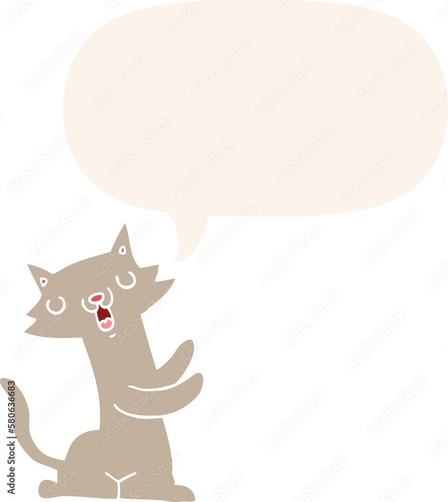 cartoon cat and speech bubble in retro style cartoon cat and speech bubble in retro style