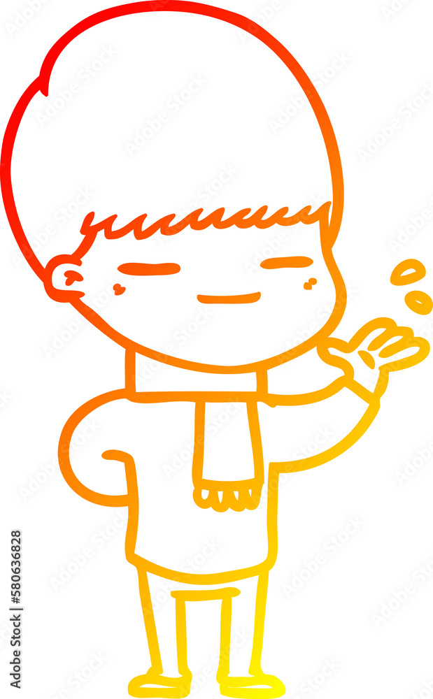 warm gradient line drawing cartoon smug boy warm gradient line drawing cartoon smug boy