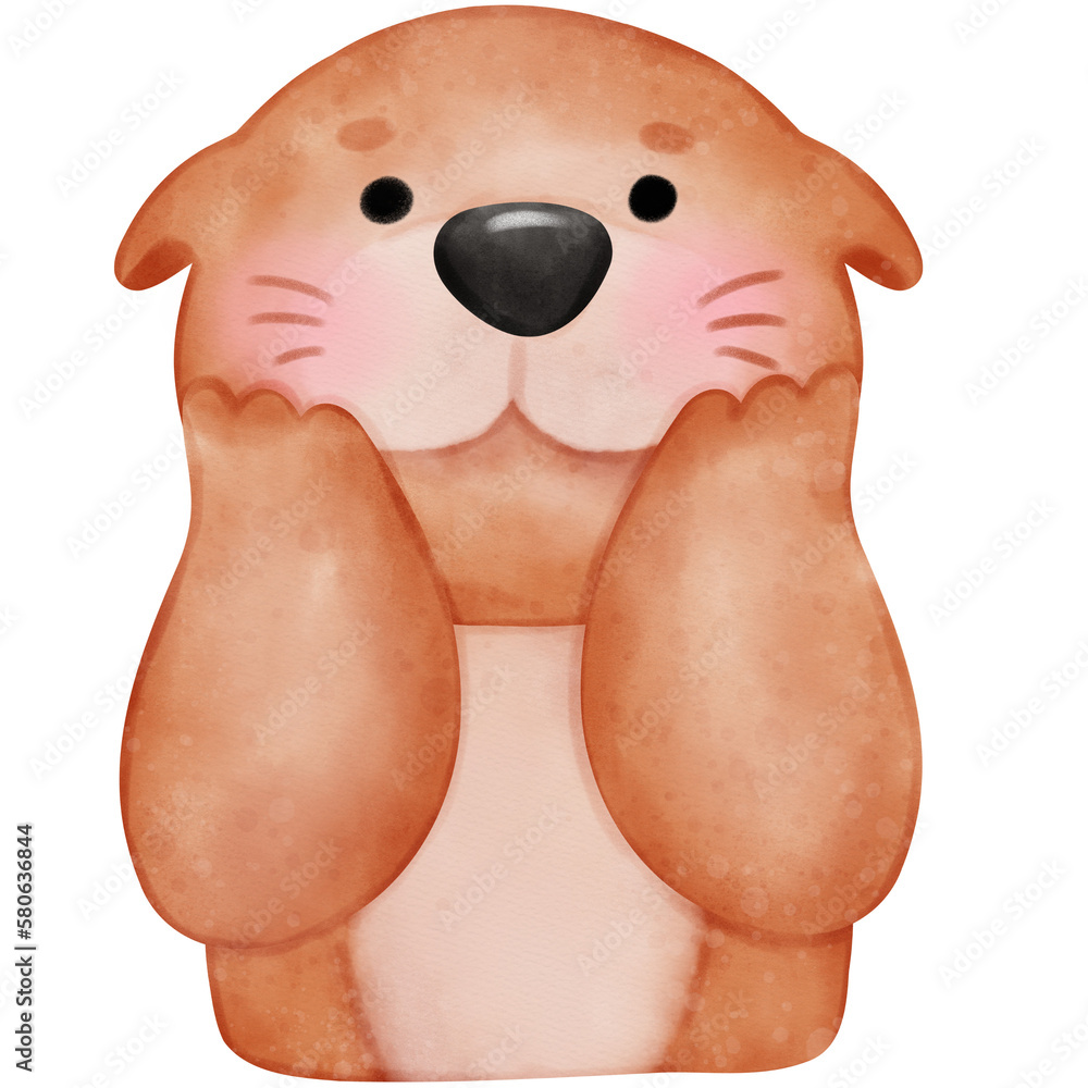 Naklejka premium Cute otter, Otters, Otter illustration, watercolor otter, watercolor animal, animal illustration