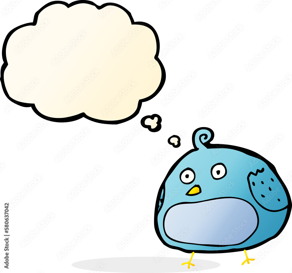 cartoon fat bird with thought bubble cartoon fat bird with thought bubble