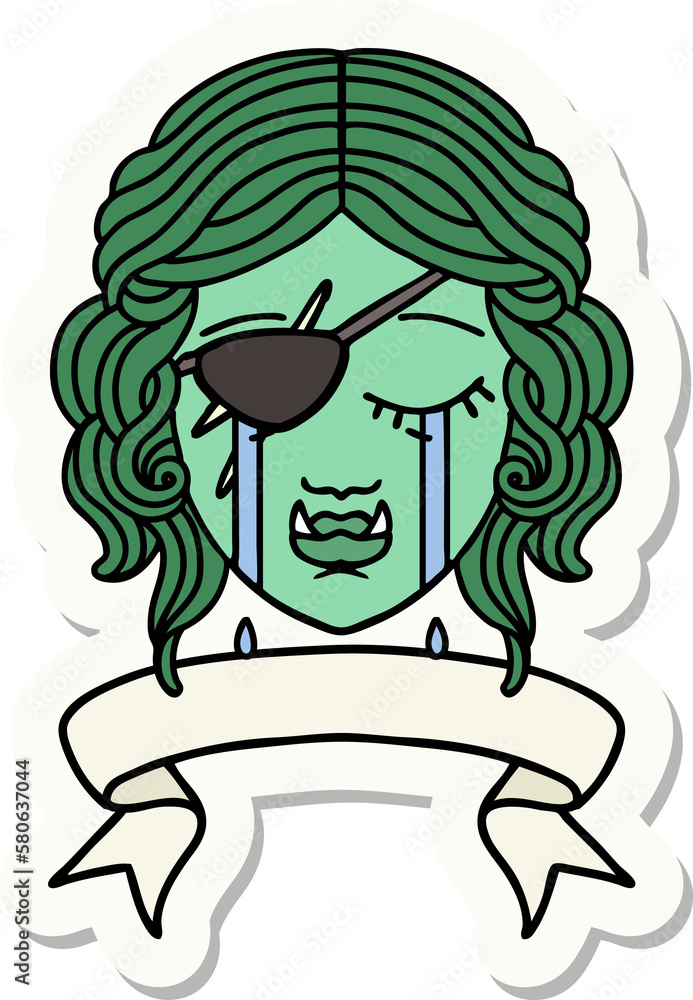 crying orc rogue character face sticker crying orc rogue character face sticker