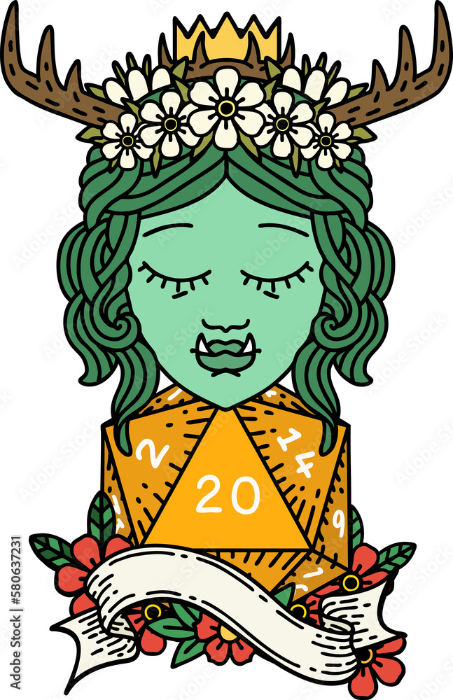 orc druid character with natural twenty dice roll illustration orc druid character with natural twenty dice roll illustration