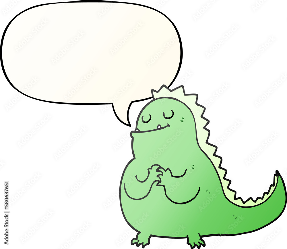 cartoon dinosaur and speech bubble in smooth gradient style cartoon dinosaur and speech bubble in smooth gradient style