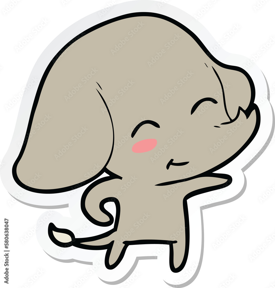 sticker of a cute cartoon elephant sticker of a cute cartoon elephant