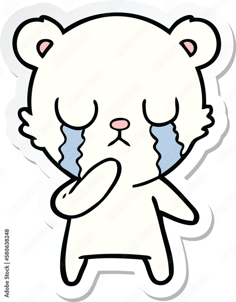 sticker of a crying polar bear cartoon sticker of a crying polar bear cartoon