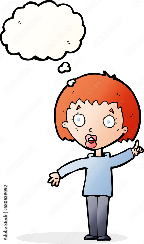 cartoon woman explaining her point with thought bubble cartoon woman explaining her point with thought bubble