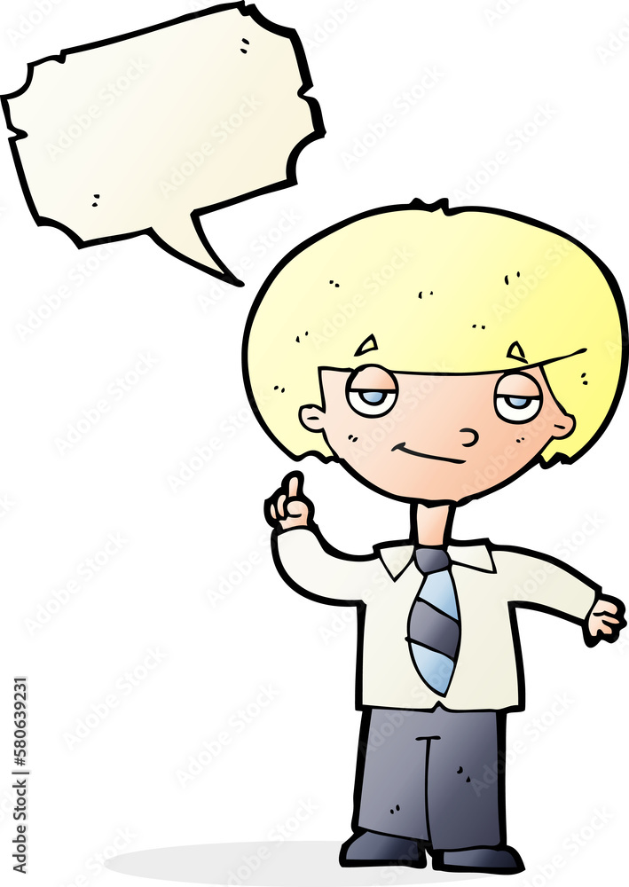 cartoon school boy answering question with speech bubble cartoon school boy answering question with speech bubble