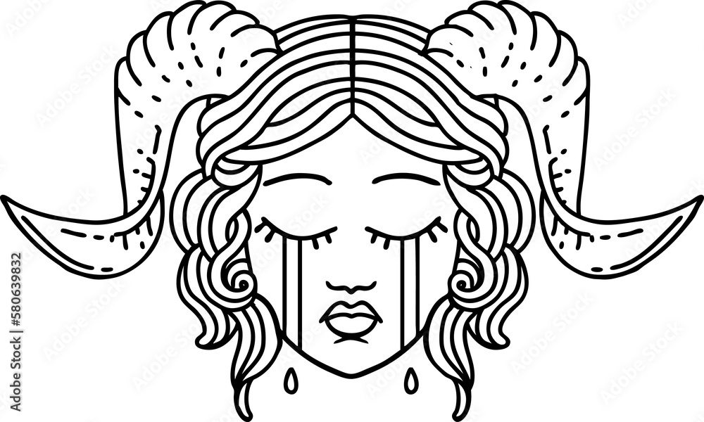 crying tiefling face illustration crying tiefling face illustration