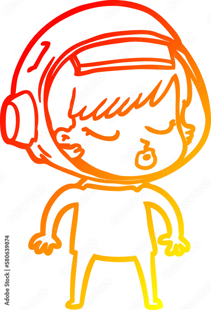 warm gradient line drawing cartoon pretty astronaut girl warm gradient line drawing cartoon pretty astronaut girl