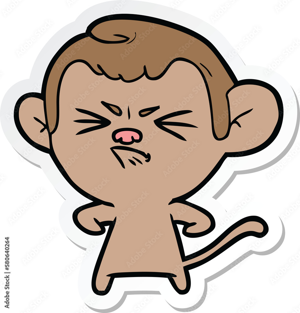 sticker of a cartoon angry monkey sticker of a cartoon angry monkey