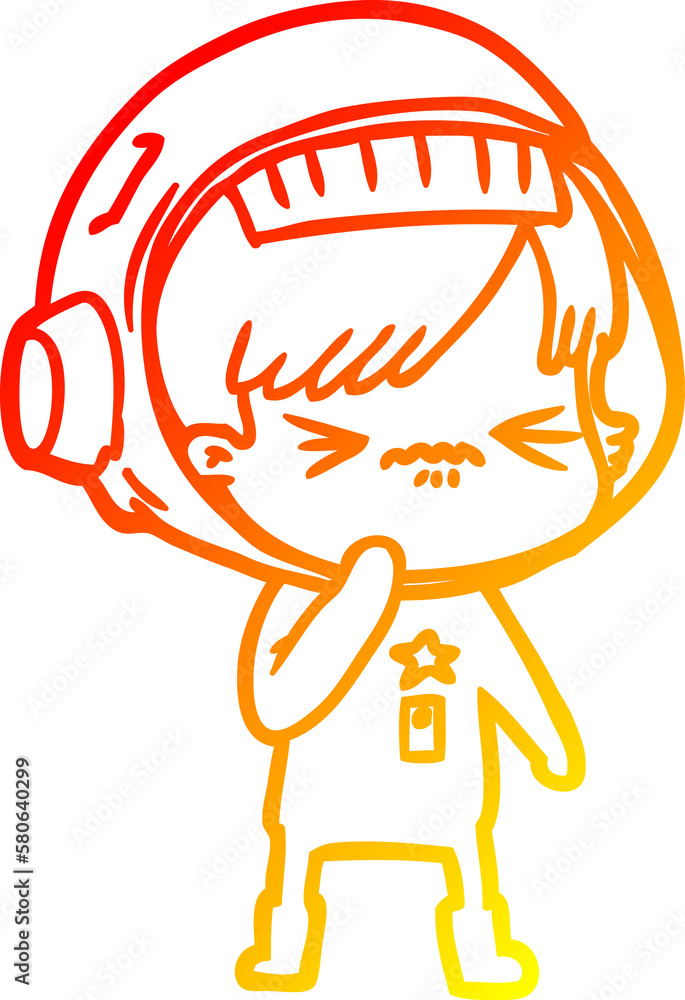 warm gradient line drawing cartoon astronaut woman warm gradient line drawing cartoon astronaut woman