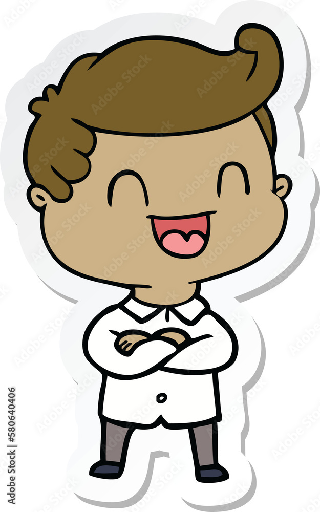 sticker of a cartoon happy man sticker of a cartoon happy man