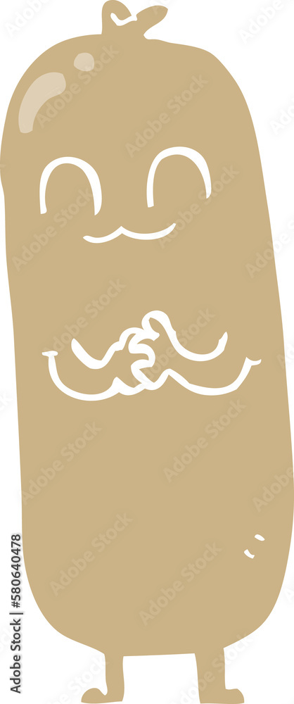 flat color style cartoon sausage flat color style cartoon sausage
