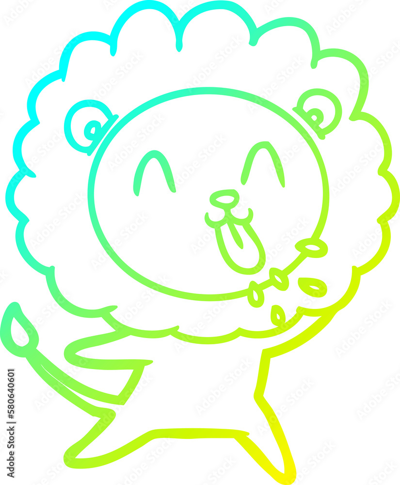 cold gradient line drawing happy cartoon lion cold gradient line drawing happy cartoon lion