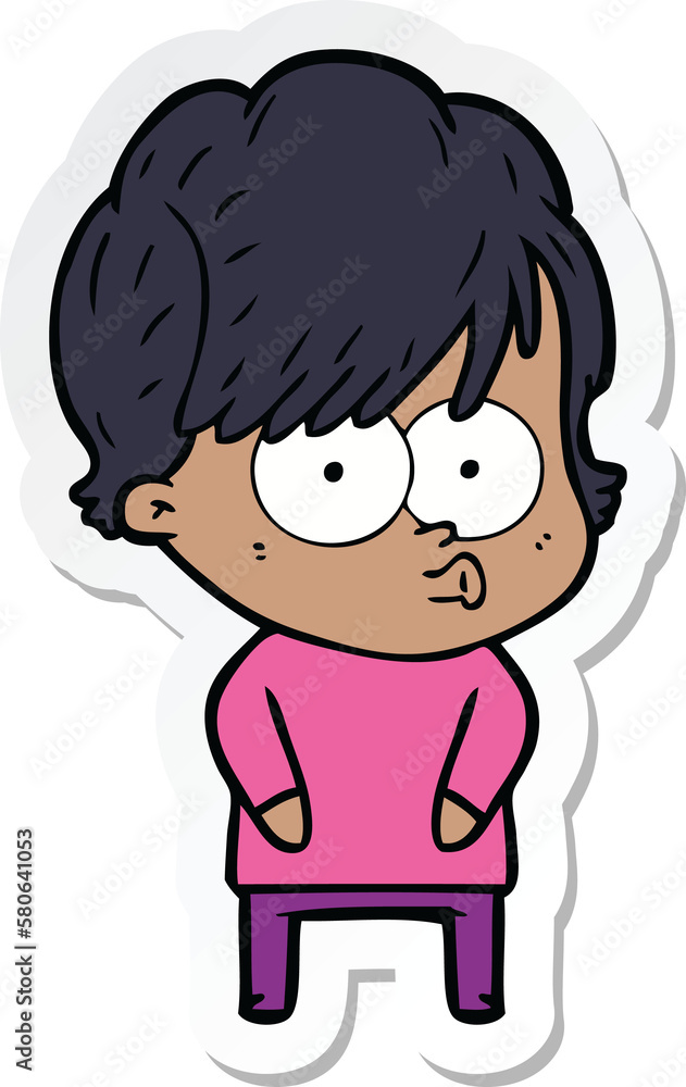 sticker of a cartoon woman