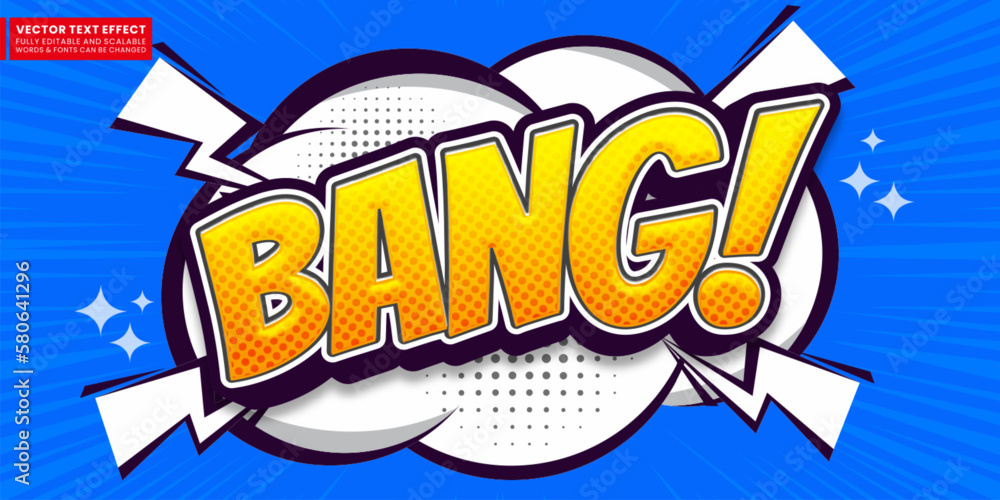 Fototapeta premium Bang comic book text effect editable three dimension comic font style