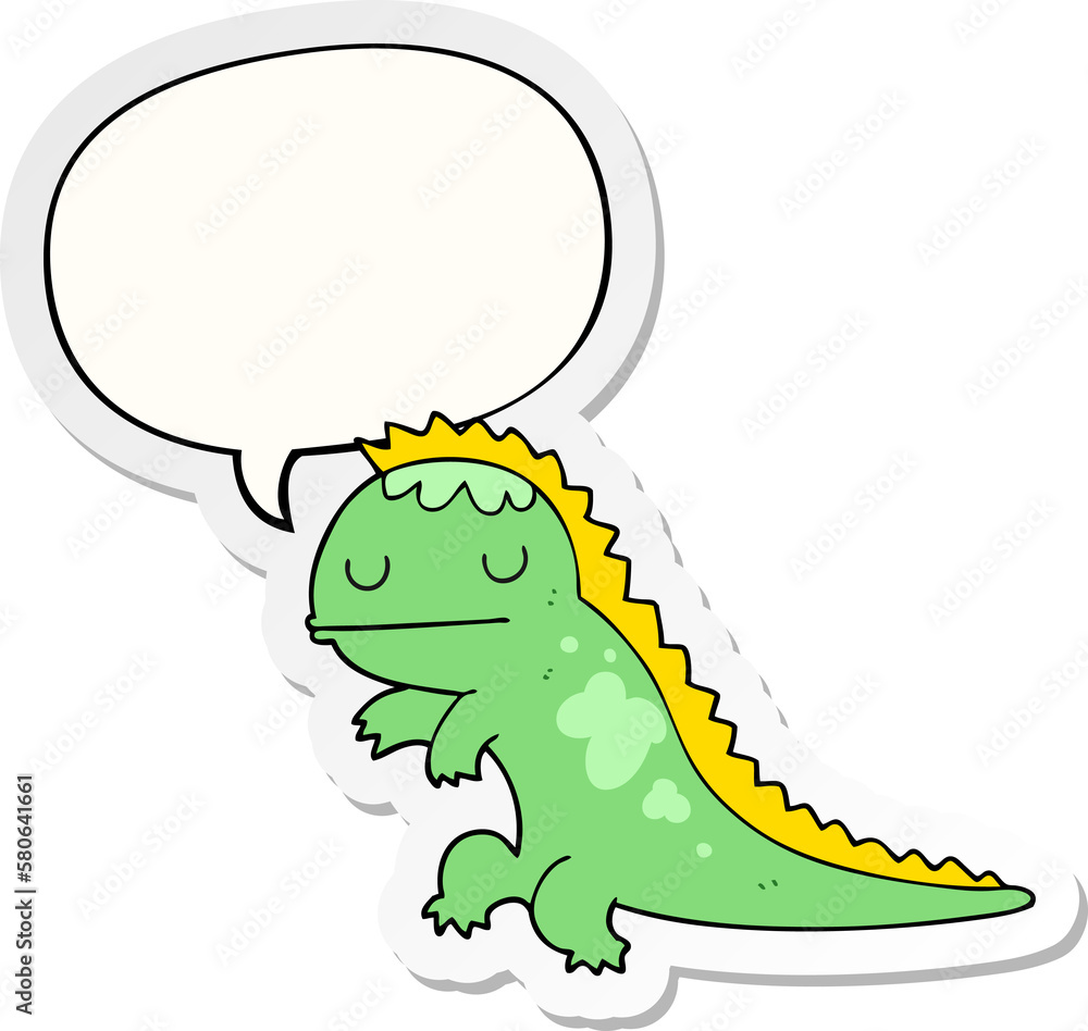 cartoon dinosaur and speech bubble sticker cartoon dinosaur and speech bubble sticker