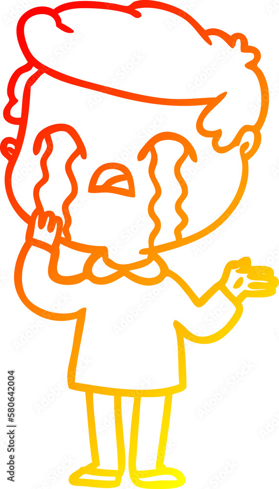 warm gradient line drawing cartoon man crying warm gradient line drawing cartoon man crying